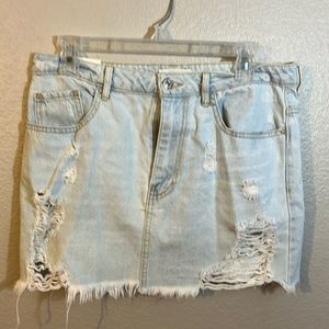 Distressed Light Blue Denim Shorts